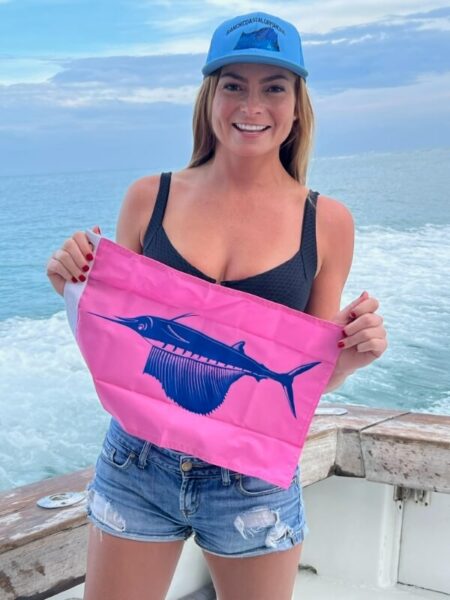 RC offshore sailfish design on blue in the ocean